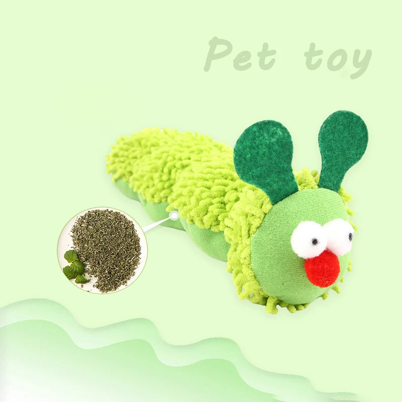 Catnip Chew Toy for Cats - Anxiety Relief & Dental Health Caterpillar Toy with Crinkle Sound