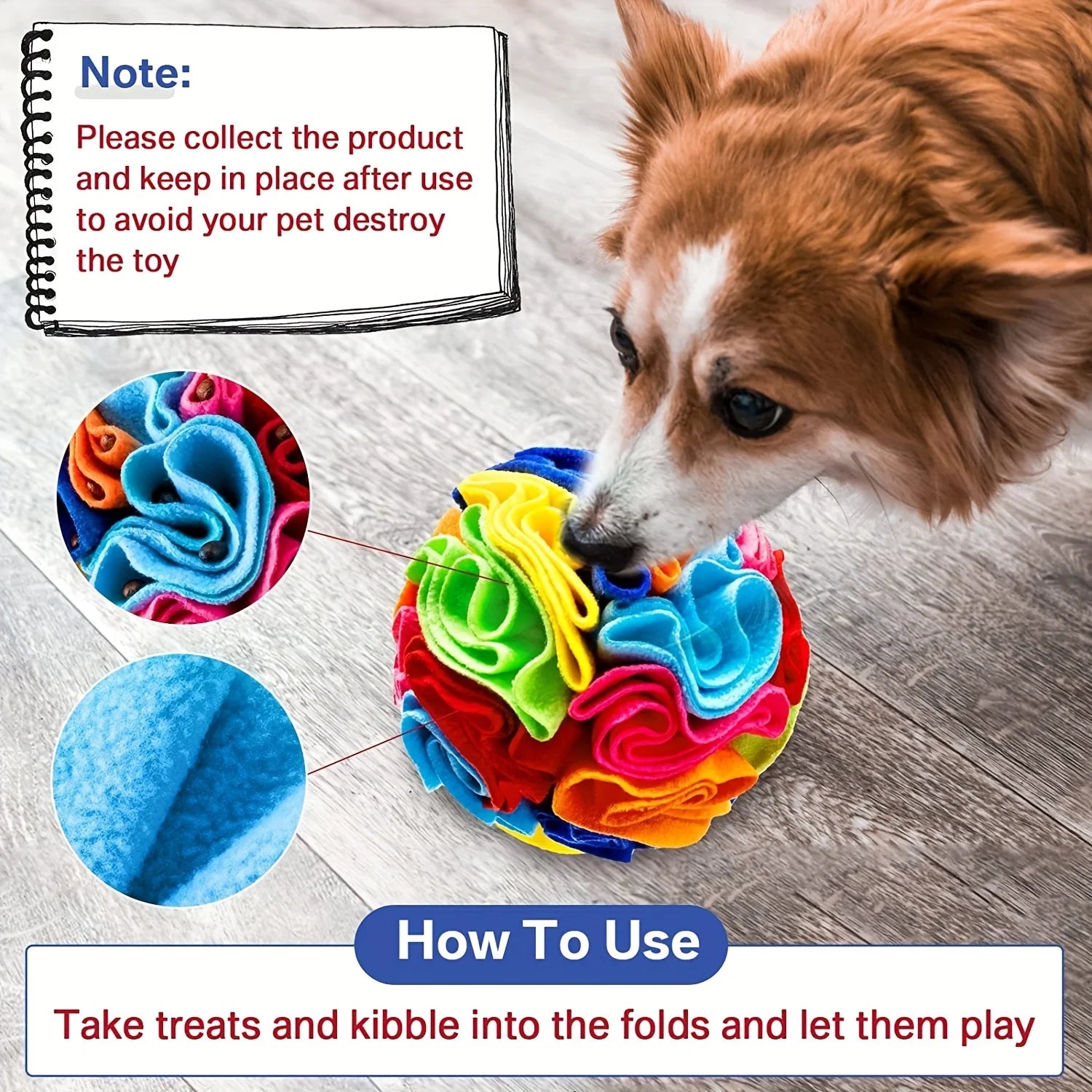 Interactive Snuffle Ball for Dogs & Cats - Anxiety Relief Foraging Toy with Treat Hiding Pockets