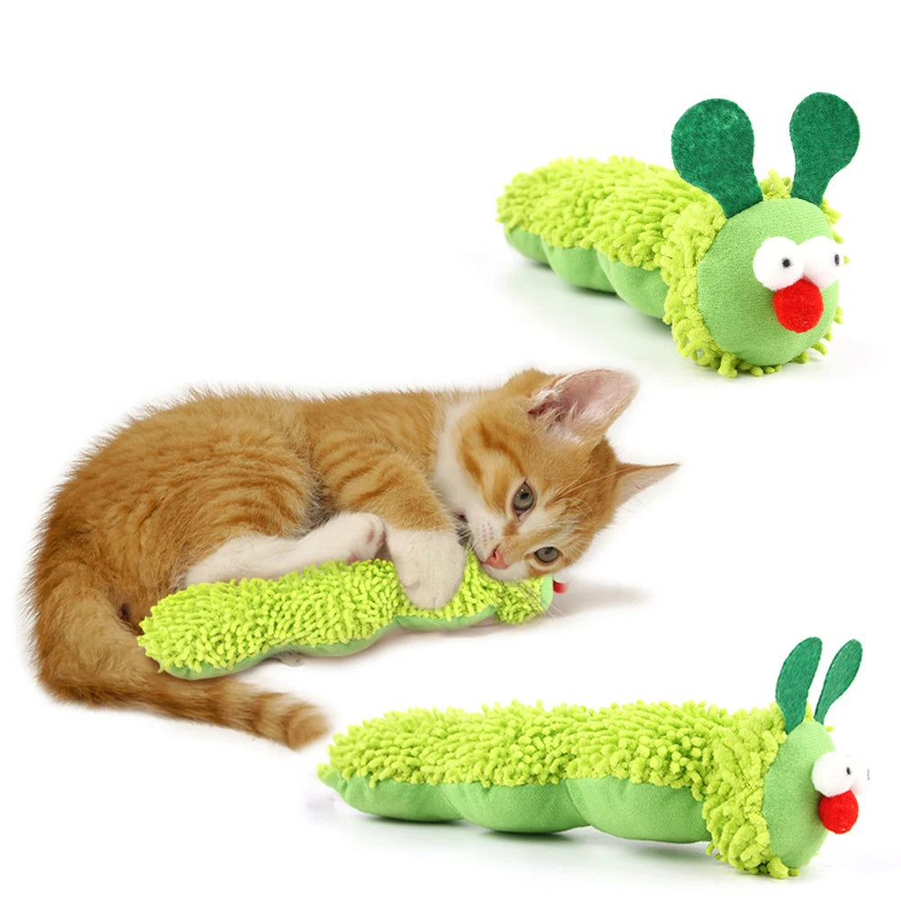 Catnip Chew Toy for Cats - Anxiety Relief & Dental Health Caterpillar Toy with Crinkle Sound