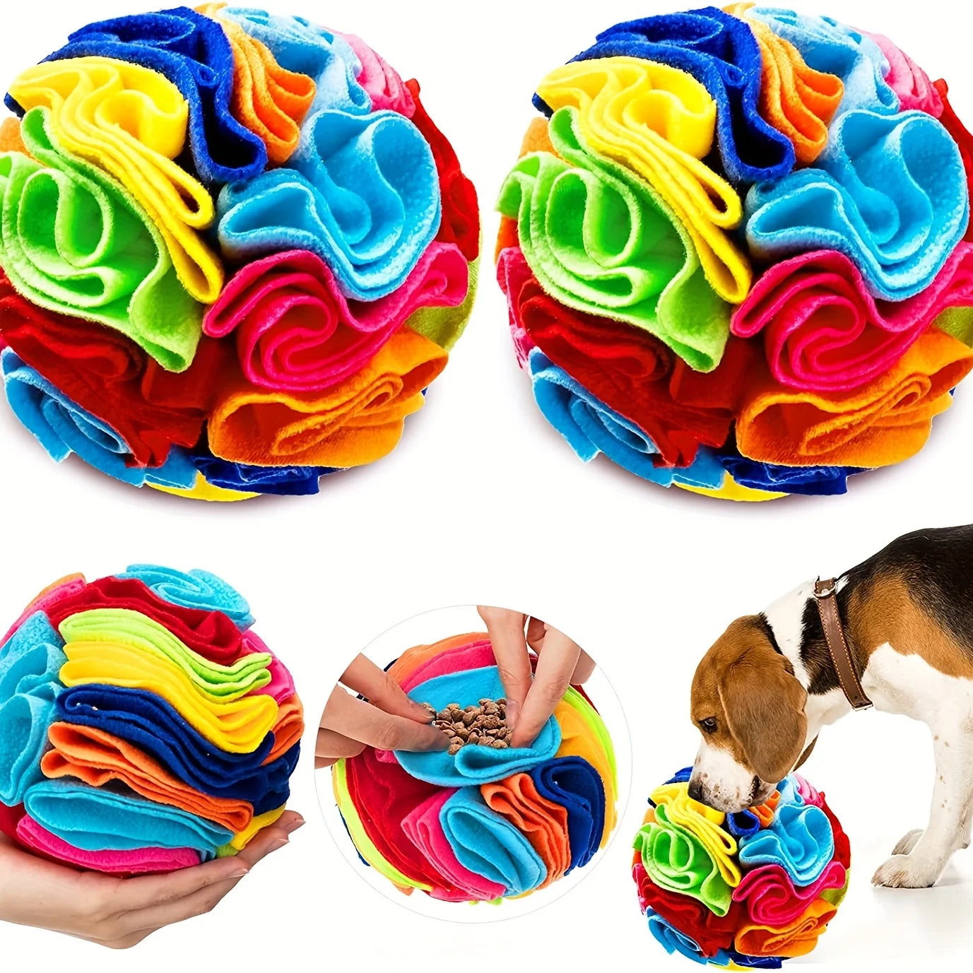 Interactive Snuffle Ball for Dogs & Cats - Anxiety Relief Foraging Toy with Treat Hiding Pockets