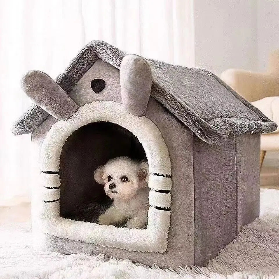 Enclosed Cat & Dog House Bed - Anti-Anxiety Cave Bed with Full Coverage for Ultimate Security