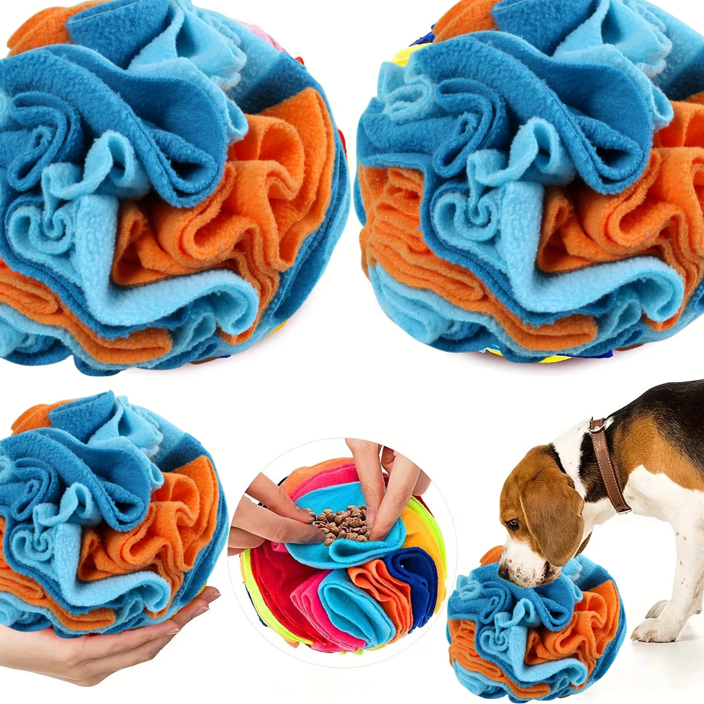 Interactive Snuffle Ball for Dogs & Cats - Anxiety Relief Foraging Toy with Treat Hiding Pockets