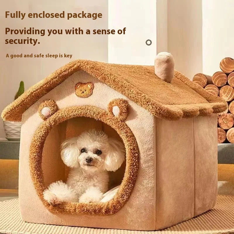 Enclosed Cat & Dog House Bed - Anti-Anxiety Cave Bed with Full Coverage for Ultimate Security