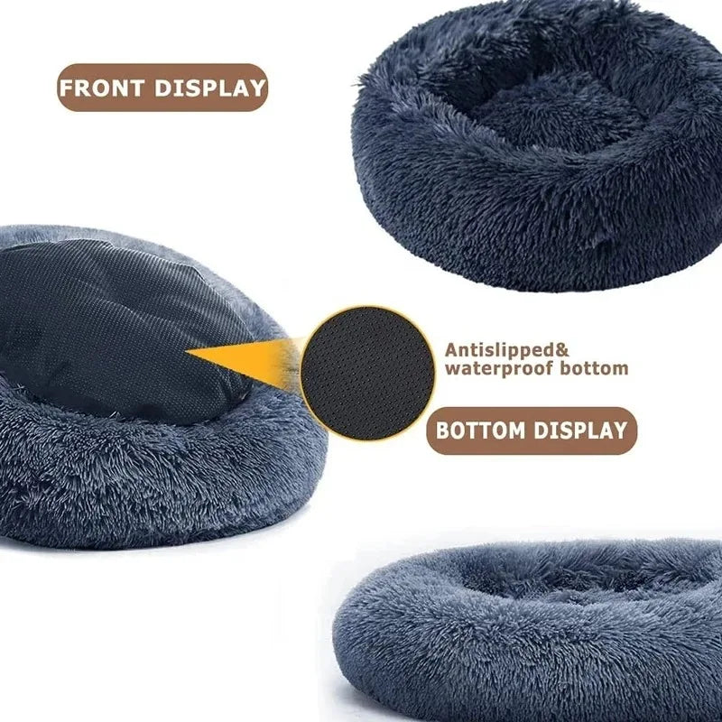 Calming Pet Bed for Dogs & Cats - Anti-Anxiety Donut Bed with Raised Edges for Deep Sleep