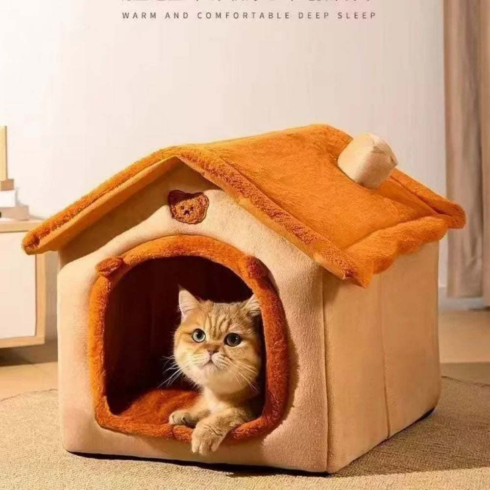 Enclosed Cat & Dog House Bed - Anti-Anxiety Cave Bed with Full Coverage for Ultimate Security