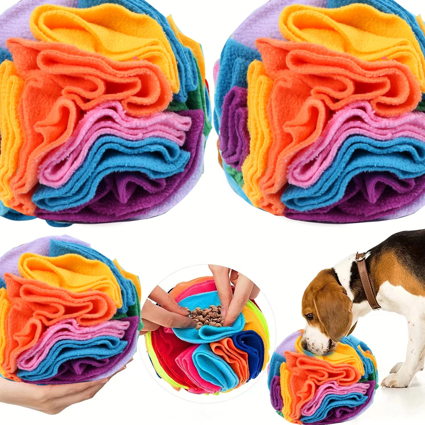Interactive Snuffle Ball for Dogs & Cats - Anxiety Relief Foraging Toy with Treat Hiding Pockets